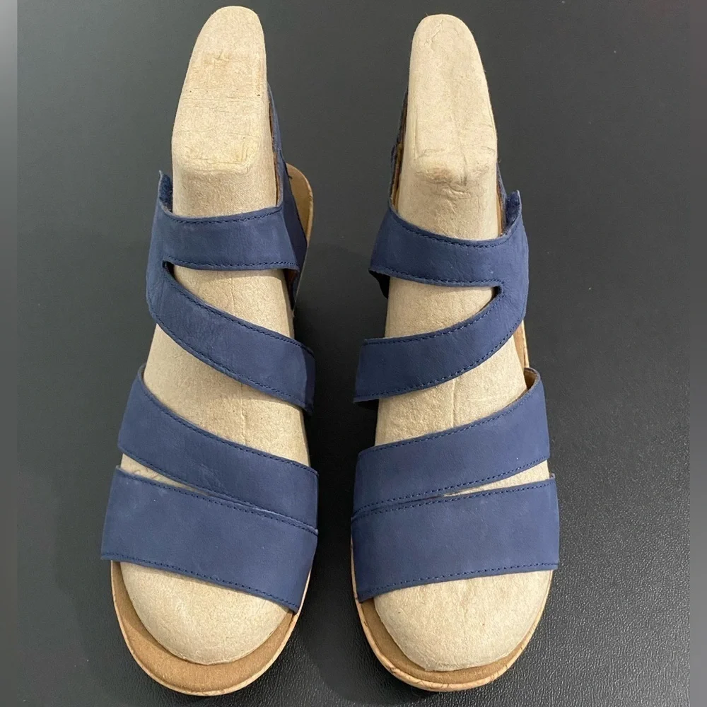 Rockport New Briah Platform Wedge Heel Sandals Size 10 Nubuck Leather Blue